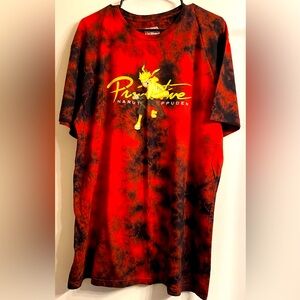 Primitive x Naruto unisex T-Shirt L Red Tie Dye Logo Graphic Short Sleeve Skate.